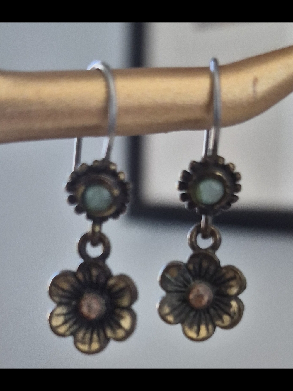 Delicate Floral Drop Earrings With Mint Accents